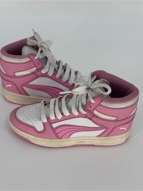 Puma Pink and White High-Top Women's Sneakers Size 7
